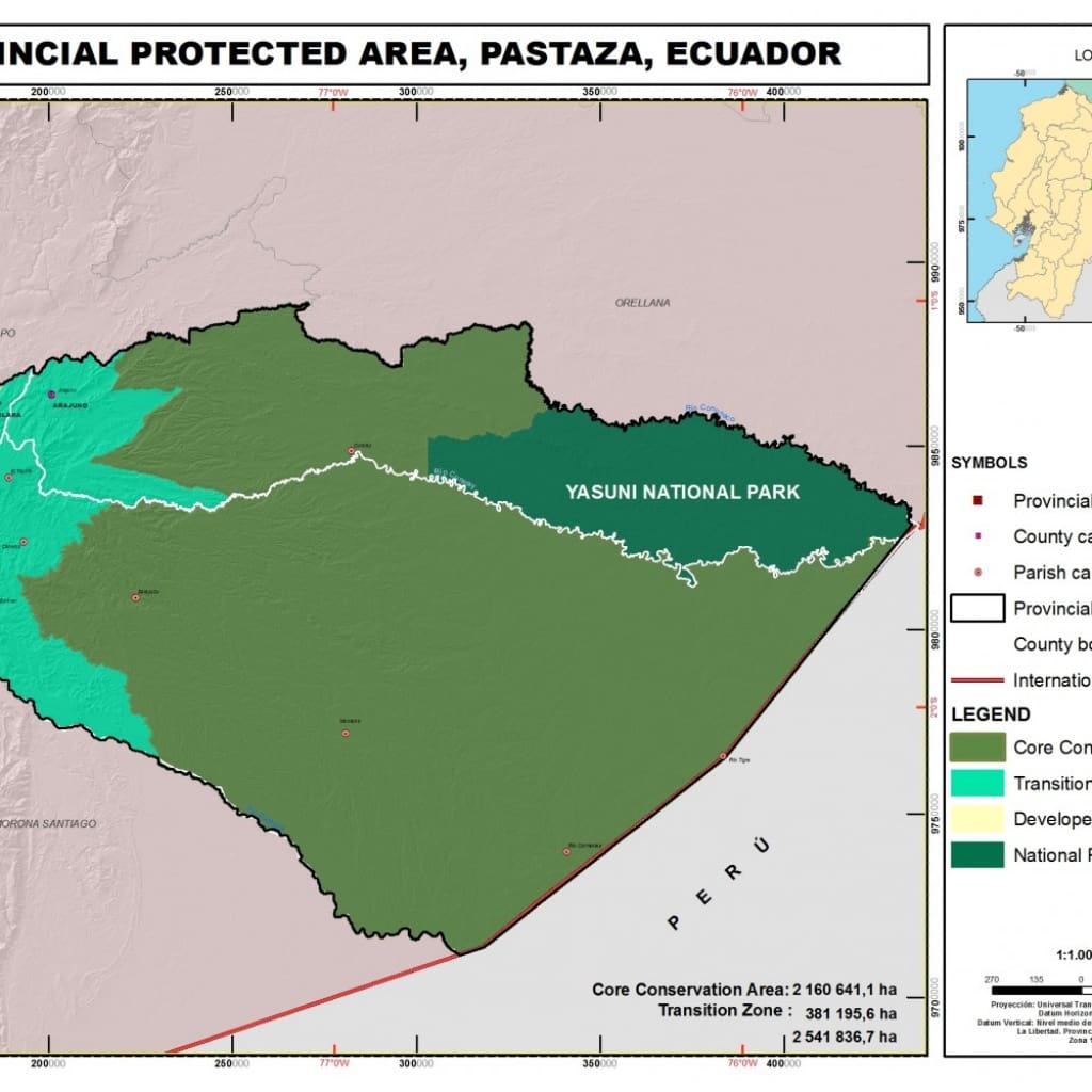 Pastaza Map Natural Reserve Ecuador