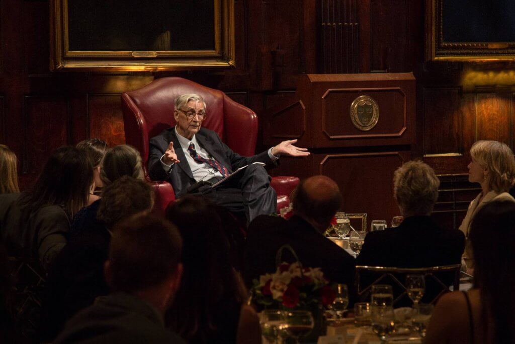 E.O. Wilson speaking at the Harvard Club